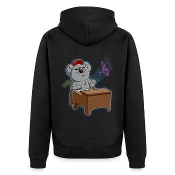 Koala Klavierspieler - Unisex Premium Bio Zip Hoodie - Schwarz - Hinten - Nico (187cm)