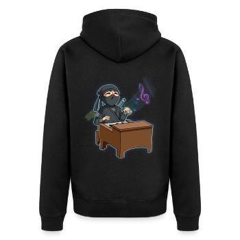 Ninja Klavierspieler - Unisex Premium Bio Zip Hoodie - Schwarz - Hinten - Nico (187cm)