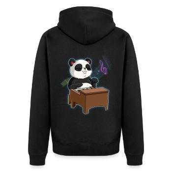 Panda Klavierspieler - Unisex Premium Bio Zip Hoodie - Schwarz - Hinten - Nico (187cm)