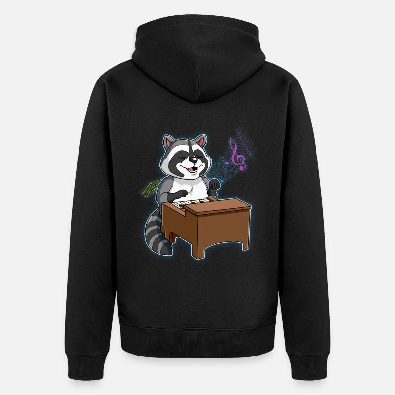 Joueur de piano raton laveur - Veste à capuche bio Premium Unisexe - noir