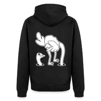 Ostrich - Unisex Premium Bio Zip Hoodie - Schwarz - Hinten - Nico (187cm)