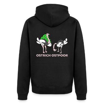 Ostrich and Ostpoor - Unisex Premium Bio Zip Hoodie - Schwarz - Hinten - Nico (187cm)
