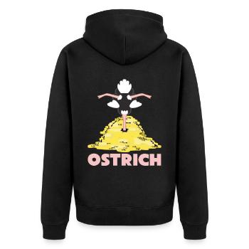 Rich Ostrich with Money - Unisex Premium Bio Zip Hoodie - Schwarz - Hinten - Nico (187cm)