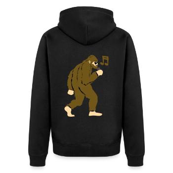 Bigfoot singt Musik - Unisex Premium Bio Zip Hoodie - Schwarz - Hinten - Nico (187cm)