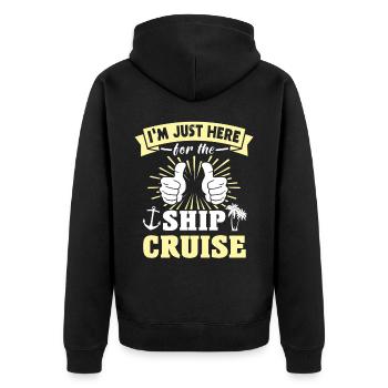 Kreuzfahrt - Unisex Premium Bio Zip Hoodie - Schwarz - Hinten - Nico (187cm)