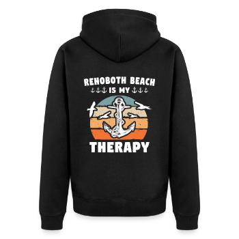 Rehoboth Beach Delaware - Unisex Premium Bio Zip Hoodie - Schwarz - Hinten - Nico (187cm)