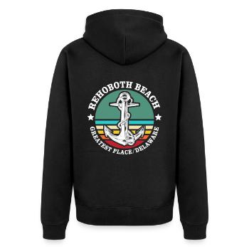 Rehoboth Beach Delaware - Unisex Premium Bio Zip Hoodie - Schwarz - Hinten - Nico (187cm)