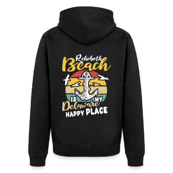 Rehoboth Beach Delaware - Unisex Premium Bio Zip Hoodie - Schwarz - Hinten - Nico (187cm)