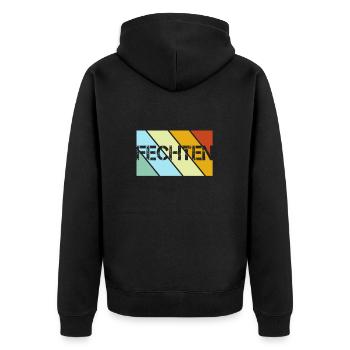 Fechten Retro - Unisex Premium Bio Zip Hoodie - Schwarz - Hinten - Nico (187cm)