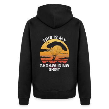 Paragliding Outfit - Unisex Premium Organic Zip Hoodie - black - Back - Nico (187cm)
