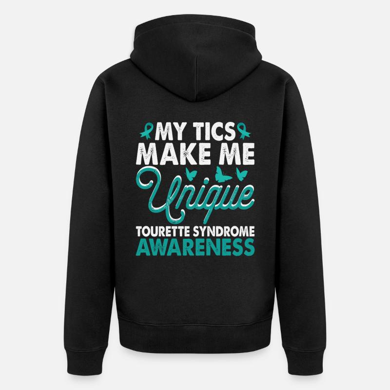 Tics Machen Mich Einzigartig Tourette-syndrom - Unisex Premium Bio Zip Hoodie - Schwarz