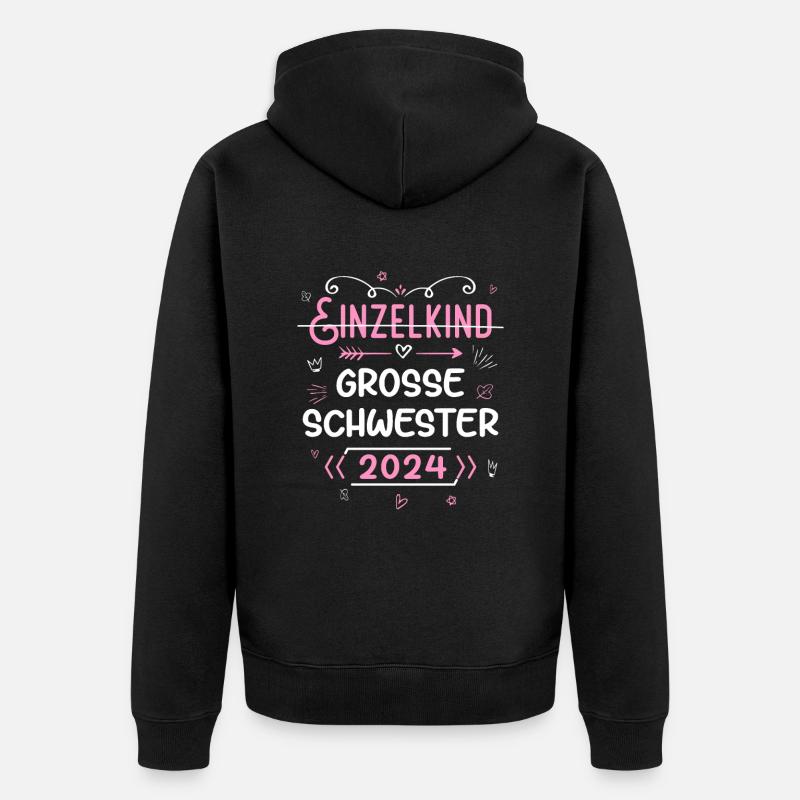 Große Schwester 2024 - Unisex Premium Bio Zip Hoodie - Schwarz