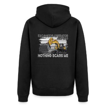 Excavator And Dad - Unisex Premium Bio Zip Hoodie - Schwarz - Hinten - Nico (187cm)