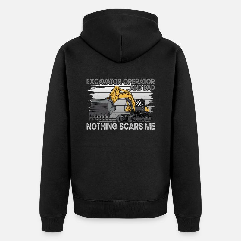 Excavator And Dad - Unisex Premium Bio Zip Hoodie - Schwarz