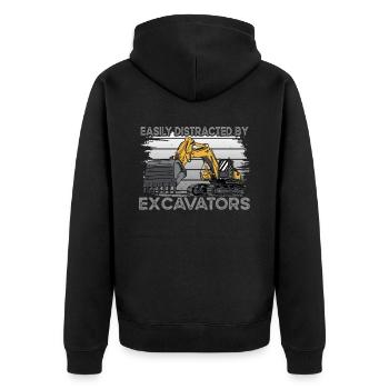 Distracted By Excavators Excavator - Unisex Premium Organic Zip Hoodie - black - Back - Nico (187cm)