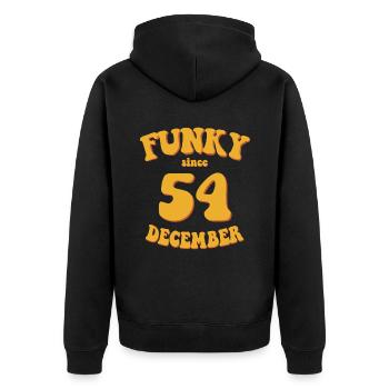 Funky Birthday: December 1954 - Flower Power - Unisex Premium Organic Zip Hoodie - black - Back - Nico (187cm)