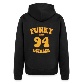 Funky Birthday: October 1994 - Flower Power - Unisex Premium Organic Zip Hoodie - black - Back - Nico (187cm)