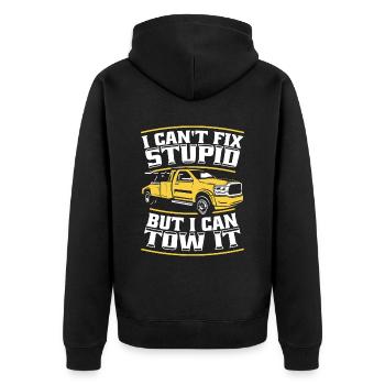 I Can't Fix Stupid But I Can Tow It Driver - Unisex Premium Organic Zip Hoodie - black - Back - Nico (187cm)