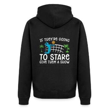 Beach Volleyball If They're Going To Beachball - Unisex Premium Bio Zip Hoodie - Schwarz - Hinten - Nico (187cm)