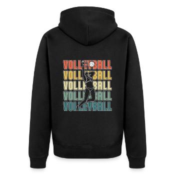 Beach Volleyball Retro Volleyball Set Beachball - Unisex Premium Bio Zip Hoodie - Schwarz - Hinten - Nico (187cm)