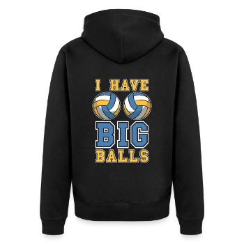 Volleyball de plage J’ai de gros ballons Entraîneur de volleyball - Veste à capuche bio Premium Unisexe - noir - Dos - Nico (187cm)