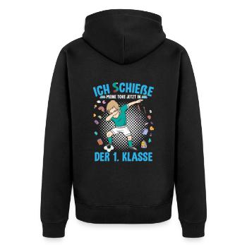 1. Klasse Grundschule Dab Fußball Schulkind - Unisex Premium Bio Zip Hoodie - Schwarz - Hinten - Nico (187cm)