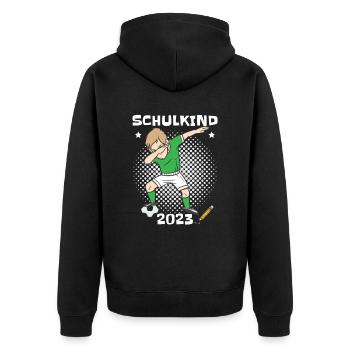 Fußball Schulkind 2023 Grundschule - Unisex Premium Bio Zip Hoodie - Schwarz - Hinten - Nico (187cm)