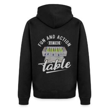 Foosball Gift Fans Wuzler Foosball - Unisex Premium Organic Zip Hoodie - black - Back - Nico (187cm)