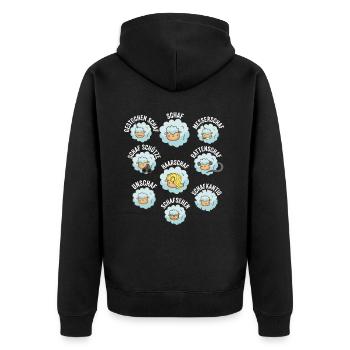 Schaf und Unschaf - Unisex Premium Bio Zip Hoodie - Schwarz - Hinten - Nico (187cm)