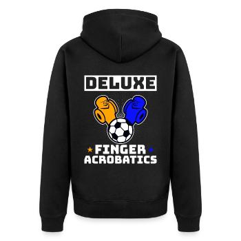 Foosball Gift Fans Wuzler Foosball - Unisex Premium Organic Zip Hoodie - black - Back - Nico (187cm)