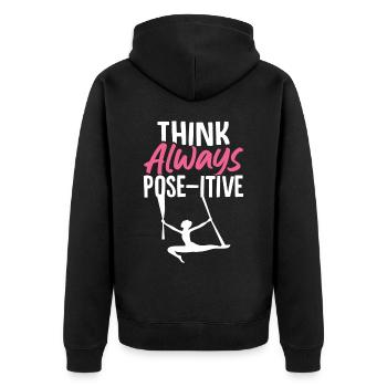 Aerial Silk Aerialist - Unisex Premium Bio Zip Hoodie - Schwarz - Hinten - Nico (187cm)