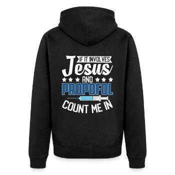 Anaesthetist - Unisex Premium Organic Zip Hoodie - black - Back - Nico (187cm)