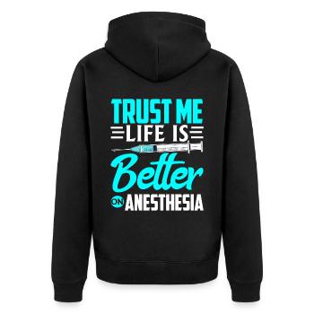 Anaesthetist - Unisex Premium Organic Zip Hoodie - black - Back - Nico (187cm)