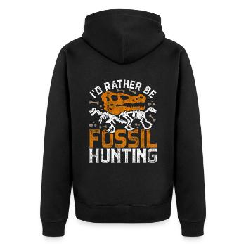 Paläontologi I'd Rather Be Fossil Hunting - Unisex Premium Bio Zip Hoodie - Schwarz - Hinten - Nico (187cm)