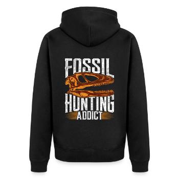 Fossil Hunting Addict Paläontologie Paläontologe - Unisex Premium Bio Zip Hoodie - Schwarz - Hinten - Nico (187cm)