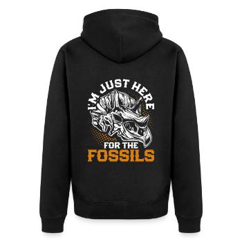 Paläontologe I'm Just Here For The Fossils - Unisex Premium Bio Zip Hoodie - Schwarz - Hinten - Nico (187cm)
