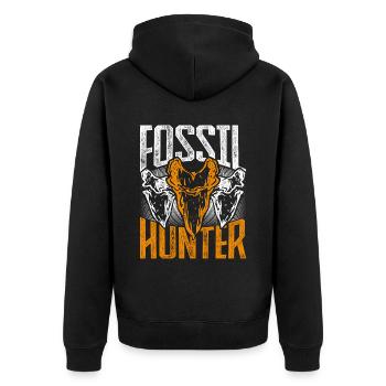Fossil Hunter Paläontologie Paläontologe - Unisex Premium Bio Zip Hoodie - Schwarz - Hinten - Nico (187cm)