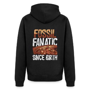 Paläontologe Fossil Fanatic Since Birth - Unisex Premium Bio Zip Hoodie - Schwarz - Hinten - Nico (187cm)