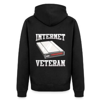 90s Nostalgia Retro 90s Dial Up - Unisex Premium Organic Zip Hoodie - black - Back - Nico (187cm)
