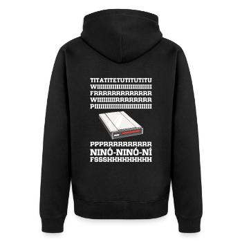 90er Nostalgie Retro 90er Einwahl Internet Vintage - Unisex Premium Bio Zip Hoodie - Schwarz - Hinten - Nico (187cm)