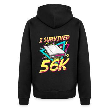 90er Nostalgie Retro 90er Einwahl Internet Vintage - Unisex Premium Bio Zip Hoodie - Schwarz - Hinten - Nico (187cm)