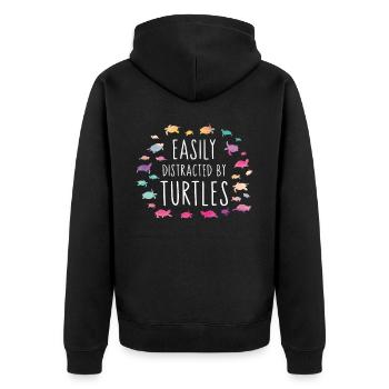 Sea Turtle Tortoise Easily - Unisex Premium Bio Zip Hoodie - Schwarz - Hinten - Nico (187cm)