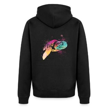 Sea Turtle Tortoise Watercolor - Unisex Premium Bio Zip Hoodie - Schwarz - Hinten - Nico (187cm)