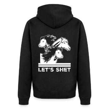 Shetlandpony Reiten Pferde Shetty - Unisex Premium Bio Zip Hoodie - Schwarz - Hinten - Nico (187cm)