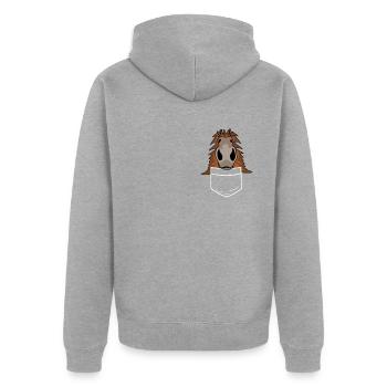 Shetlandpony Hemdtasche Shetty - Unisex Premium Bio Zip Hoodie - Grau meliert - Hinten - Nico (187cm)