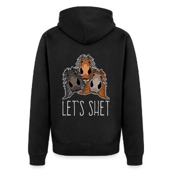 Shetlandpony Shetland Pony Shetty - Unisex Premium Bio Zip Hoodie - Schwarz - Hinten - Nico (187cm)