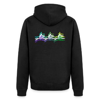 Rudersport Kanu Ruderboot Ruderer Rudern - Unisex Premium Bio Zip Hoodie - Schwarz - Hinten - Nico (187cm)