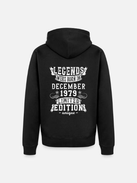 Geburtstag Dezember 1979 Jahr Limited Edition - Premium økologisk unisex-hættejakke - sort