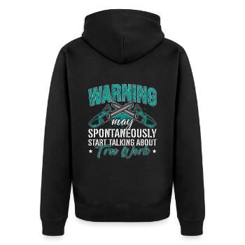 Wood Carving Warning May Spontaneously Woodworking - Unisex Premium Bio Zip Hoodie - Schwarz - Hinten - Nico (187cm)