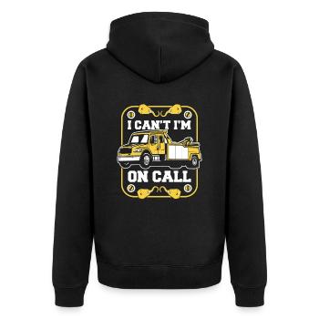 I Can't I'm On Call Abschleppfahrzeug Fahrer - Unisex Premium Bio Zip Hoodie - Schwarz - Hinten - Nico (187cm)